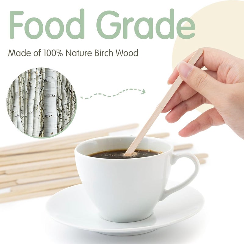 WISYOK 1200 PCS Coffee Stirrers, 5.5 Inch Premium Birch Wooden Sticks, Splinter-Free Smooth Round Ends, Disposable Stir Sticks for Coffee, Cocktails, Office, Home, Coffee Bars - Image 4