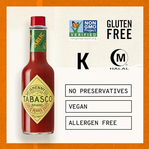 TABASCO Brand Cayenne Garlic Pepper Hot Sauce, Mild Heat, Glass Bottle, Smoky & Zesty Blend with Savory Bold Flavor, Great for Italian Dishes & More, 5 Fl Oz (Pack of 1) - Image 5