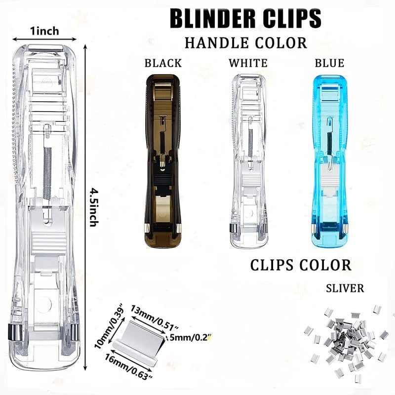 ATHA Clam Clips for Paper, Paper Clam Clip, Portable Handheld Paper Clam Clip Dispenser with 50 Reusable Steel Metal Refill Clips, Fast Paper Clipper for Office Document School Supplies (1 Psc) - Image 2