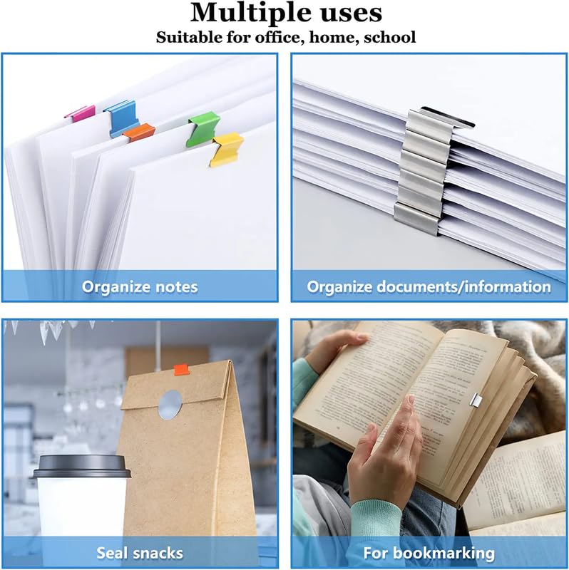 ATHA Clam Clips for Paper, Paper Clam Clip, Portable Handheld Paper Clam Clip Dispenser with 50 Reusable Steel Metal Refill Clips, Fast Paper Clipper for Office Document School Supplies (1 Psc) - Image 4