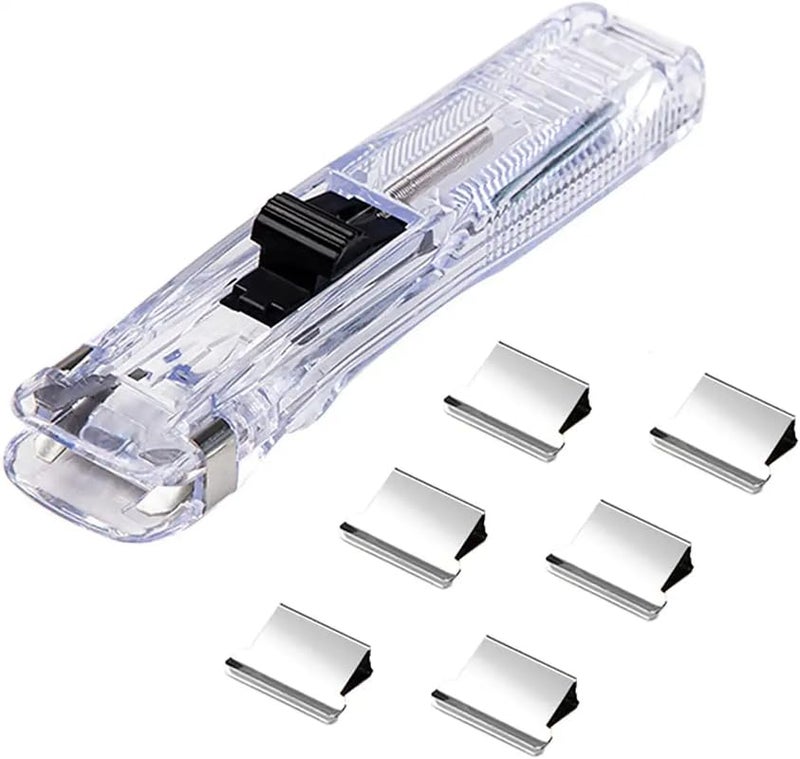 ATHA Clam Clips for Paper, Paper Clam Clip, Portable Handheld Paper Clam Clip Dispenser with 50 Reusable Steel Metal Refill Clips, Fast Paper Clipper for Office Document School Supplies (1 Psc) - Image 1