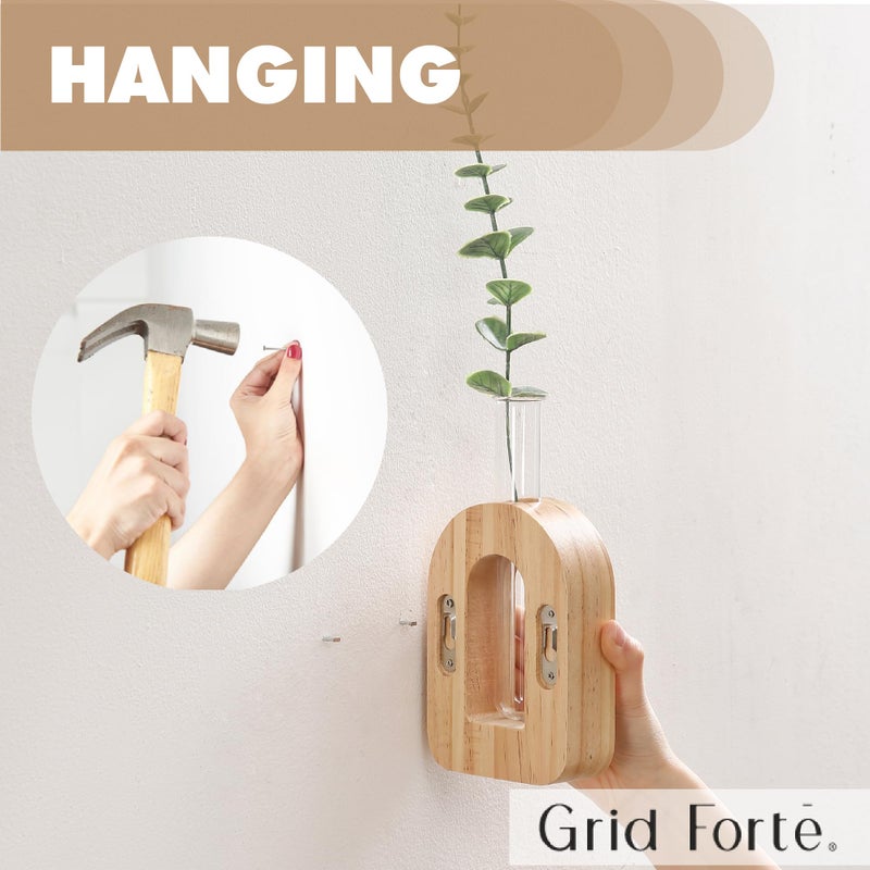 GRID FORTE Wood Wall Arched Propagation Vases (Set of 4), Hanging Plant and Flower Vases, Home Decor Boho Wall Decoration for Living Room Bedroom - Image 3