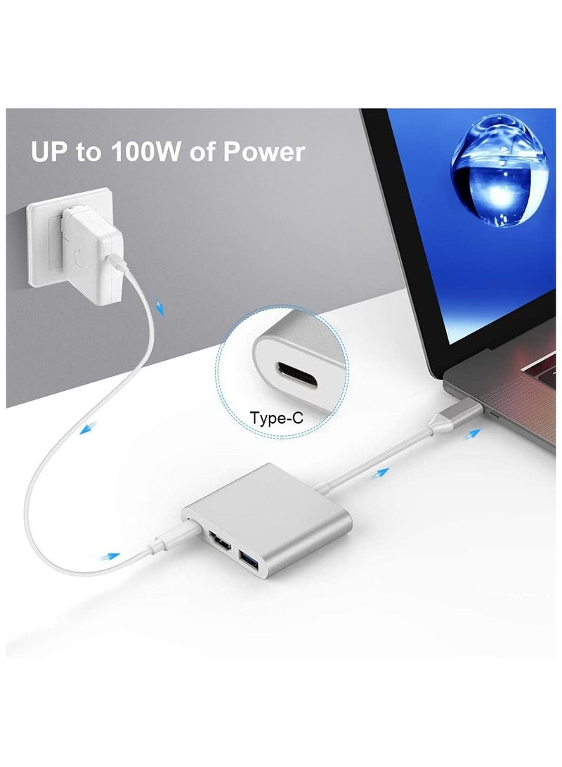 PEETTA USB Type-C to HDMI 3-in-1 adapter, 4K video converter with 3.0 and Type-C charging ports, USB-C Digital AV multi-port adapter for Mac devices (silver) - Image 4