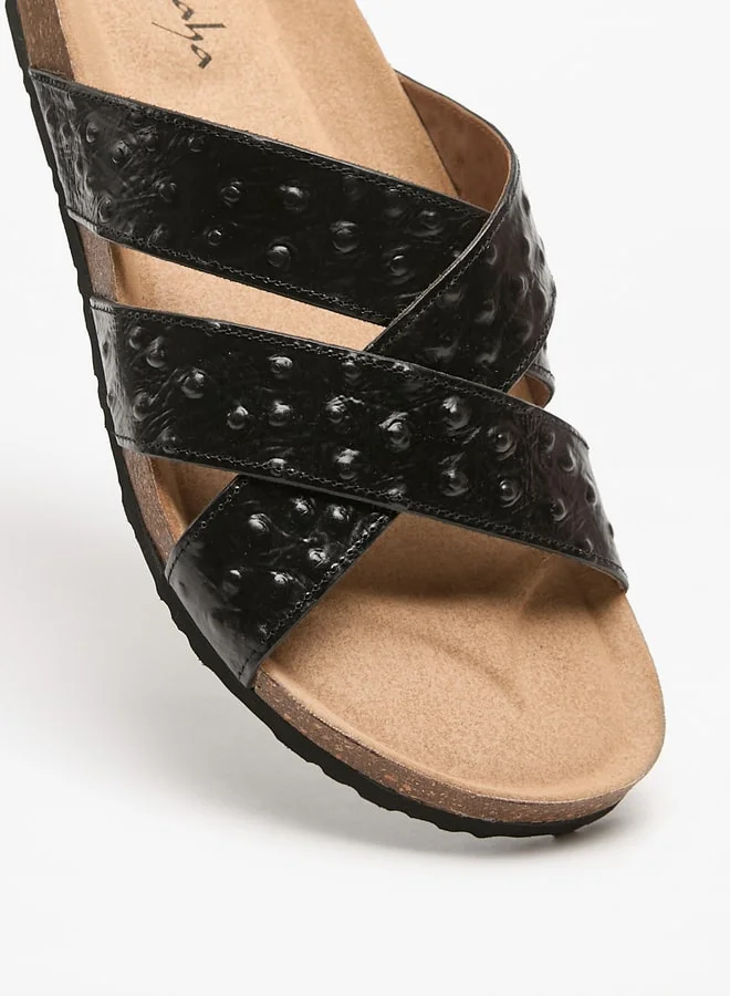 Al Waha Men's Textured Slip-On Cross Strap Arabic Sandals