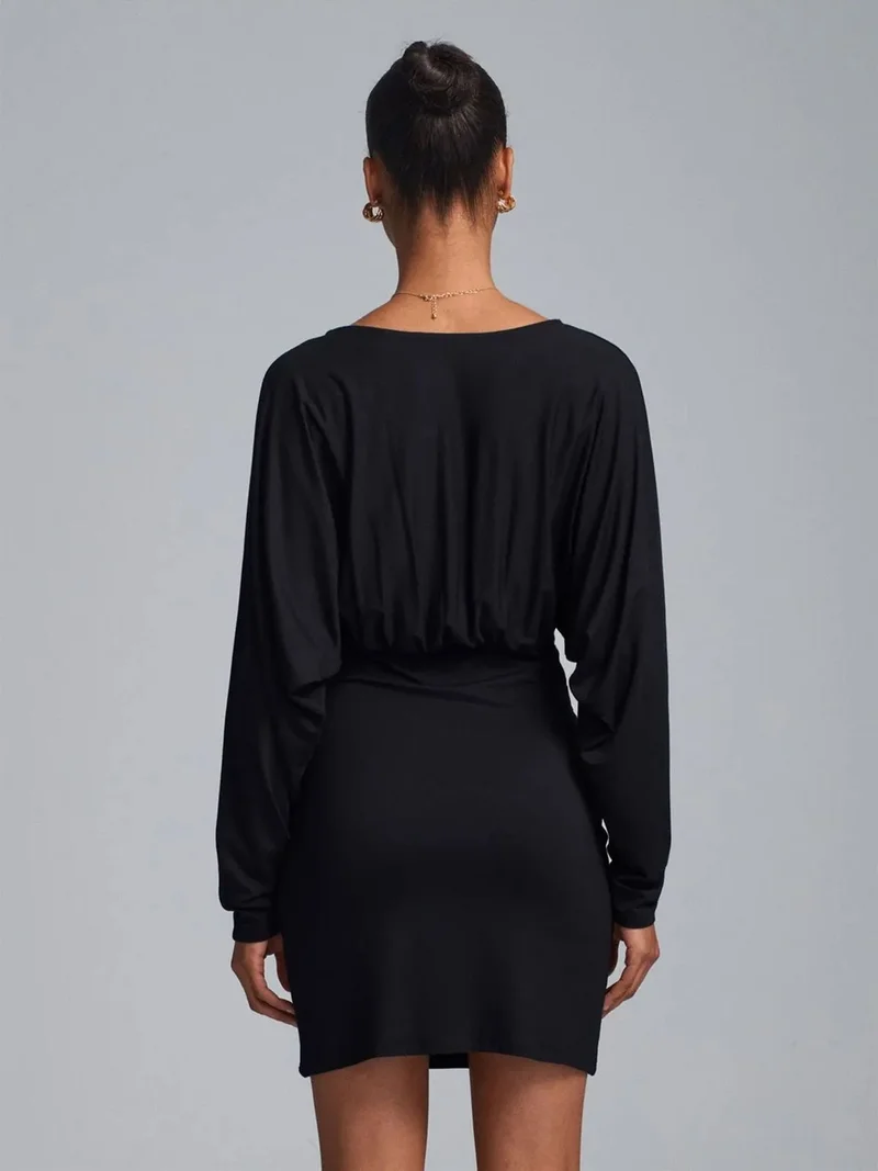 Dilvin Dilvin Bodycon Mini Dress With Drape