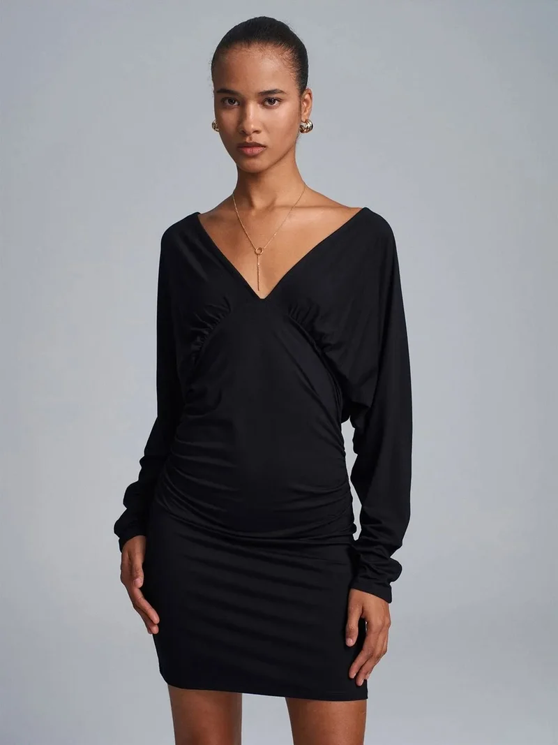 Dilvin Dilvin Bodycon Mini Dress With Drape