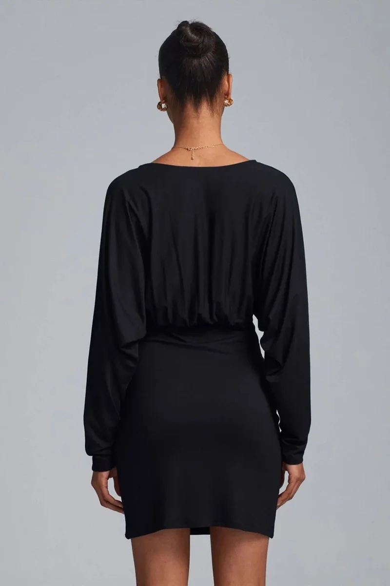 ديلفين DILVIN Bodycon Mini Dress With Drape
