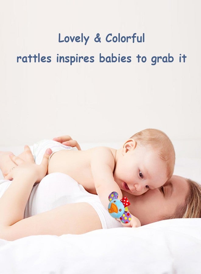 SSK Soft Baby Wrist Rattle Foot Finder Socks Set,Cotton and Plush Stuffed Infant Toys,Birthday Holiday Birth Present for Newborn Boy Girl 0/3/4/6/7/8/9/12/18 Months Kids Toddler,4 Cute Animals - Image 3