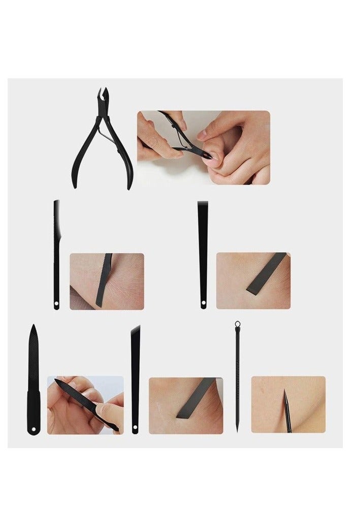 مجموعة أدوات الأظافر (طقم أظافر) الاحترافية - أداة بدكير ومنيكير عالية الدقة من الفولاذ المقاوم للصدأ، كليبرز قص وتشكيل الأظافر مع حقيبة تخزين أنيقة محمولة للعناية باليدين والقدمين - Image 5