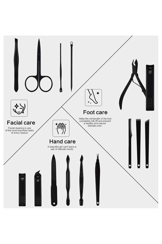 مجموعة أدوات الأظافر (طقم أظافر) الاحترافية - أداة بدكير ومنيكير عالية الدقة من الفولاذ المقاوم للصدأ، كليبرز قص وتشكيل الأظافر مع حقيبة تخزين أنيقة محمولة للعناية باليدين والقدمين - Image 2