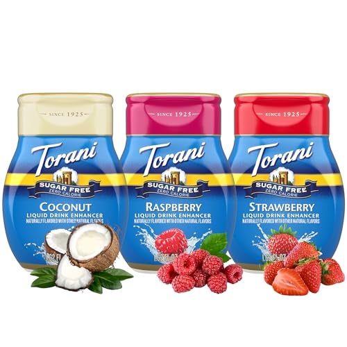 Torani Sugar Free Liquid Drink Enhancer Water Flavoring Variety 3Pack Coconut Raspberry Strawberry 162 Oz Ea - Image 5