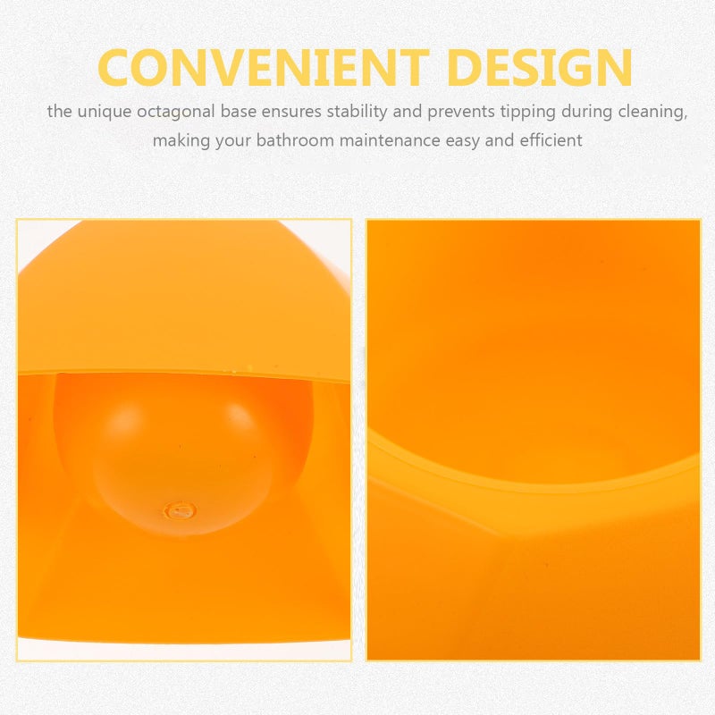 Octagonal Plastic Toilet Brush Holder Set Yellow Bathroom Cleaning Brush Stand - Image 4