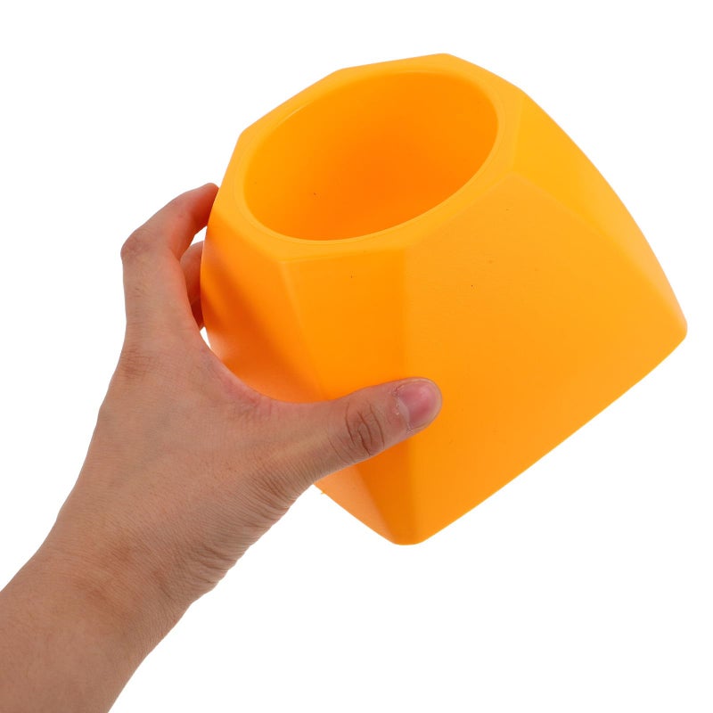 Octagonal Plastic Toilet Brush Holder Set Yellow Bathroom Cleaning Brush Stand - Image 5