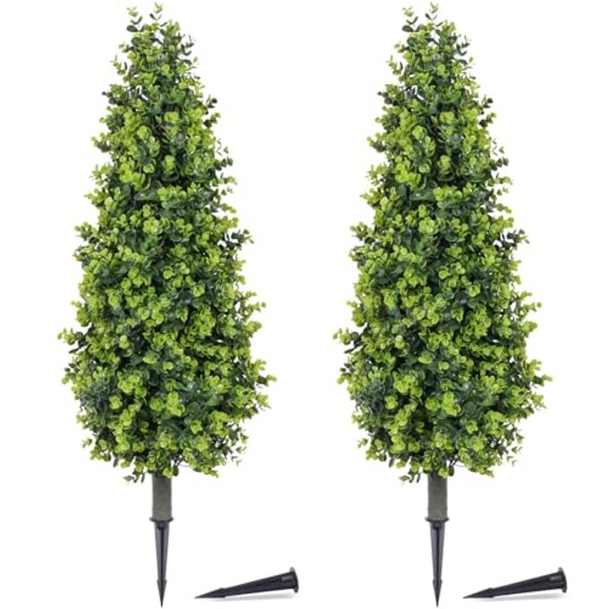 PATIO CHOICE 3ft Artificial Topiary Trees with Ground Spike Set of 2 36" Outdoor Faux Plants Realistic Faux Bushes and Shrubs Decorations for Outdoor Indoor Front Porch Garden - Image 4