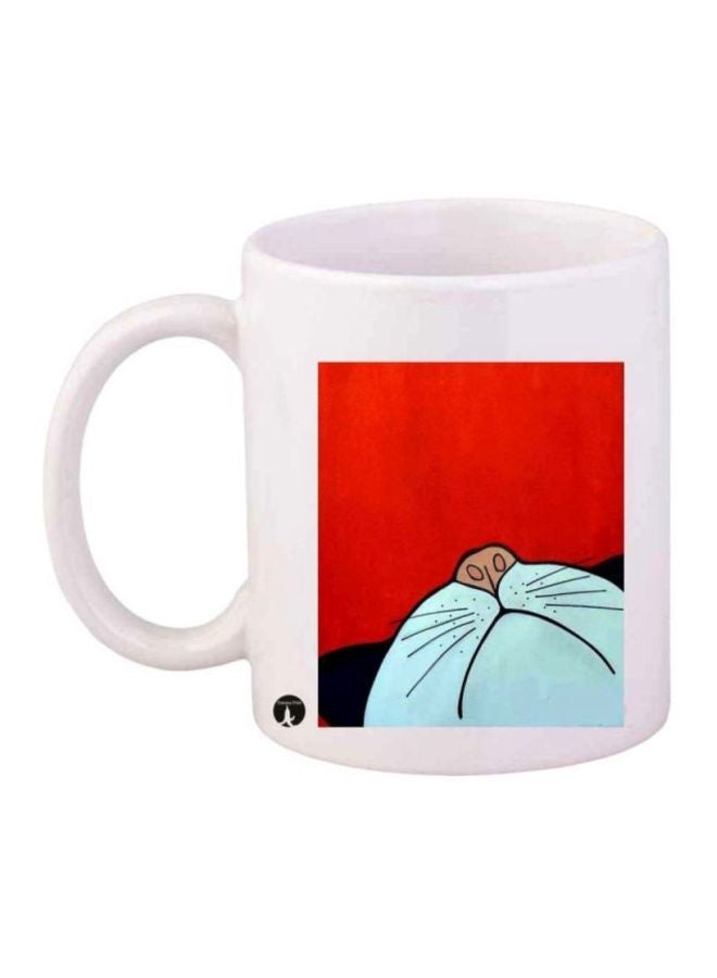 RYN Cat Printed Mug White/Red/Blue
