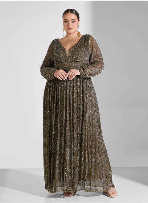 Plus Size Shimmer A-Line Dress