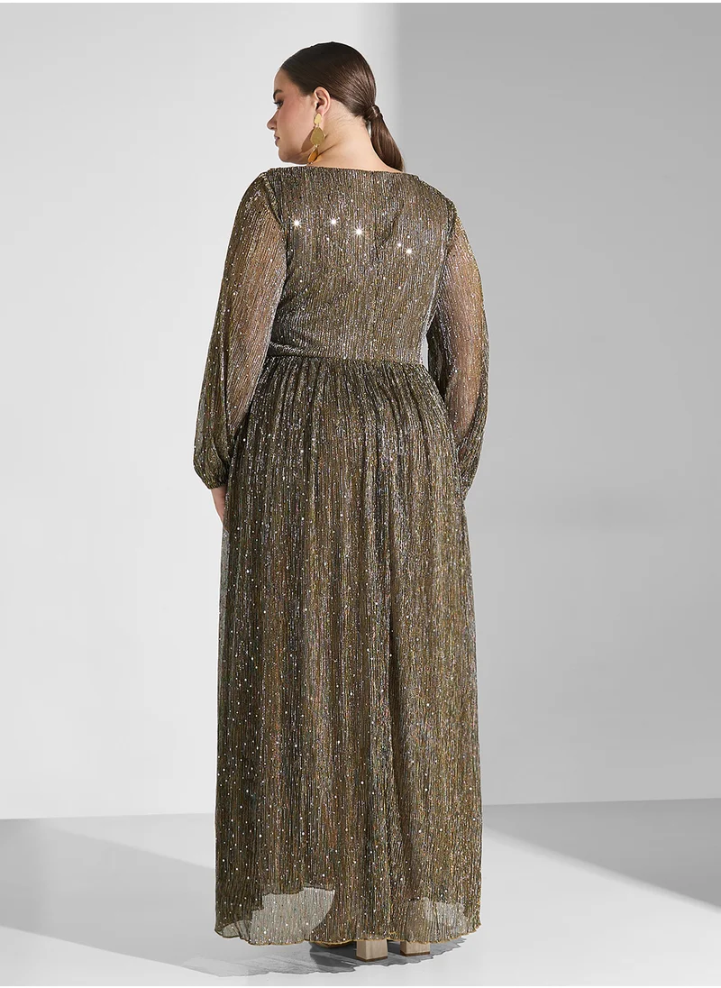 خزانة Plus Size Shimmer A-Line Dress