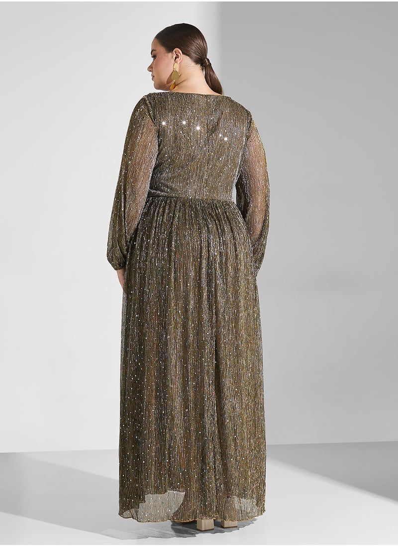 Khizana Plus Size Shimmer A-Line Dress  - Image 2
