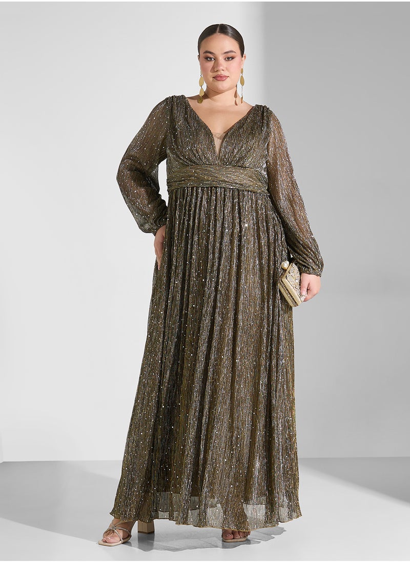 Khizana Plus Size Shimmer A-Line Dress  - Image 4
