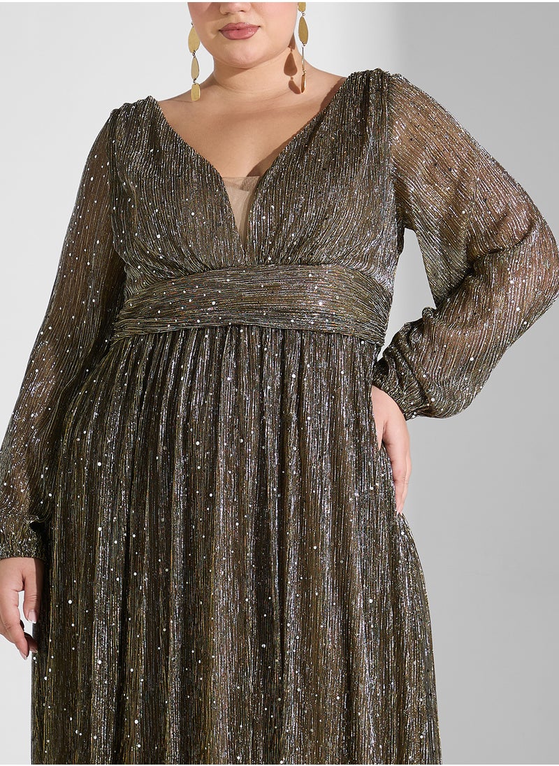 Khizana Plus Size Shimmer A-Line Dress  - Image 3