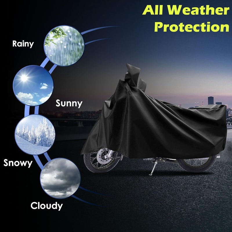 CABIUS Universal Motorcycle Cover, UV Protection, Dustproof Bike Body Cover for Two Wheeler, Scooter, Bike, Scooty, Activa, Motorcycle (Black) - Image 4