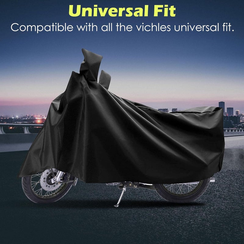CABIUS Universal Motorcycle Cover, UV Protection, Dustproof Bike Body Cover for Two Wheeler, Scooter, Bike, Scooty, Activa, Motorcycle (Black) - Image 3