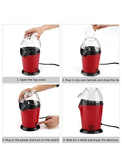 Drumstone - Drumstone Special 10 Years Warranty Mini Hot Air Popcorn Machine OilFree Portable Snack Maker with Automatic Operation 1200W Power 1L Capacity Available in Red and Black - Image 1