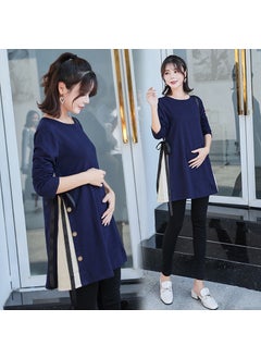 Fashionable Maternity Tops For Pregnant Women High-end Feel Top 2024 New Arrival Autumn Collection Crew Neck Dress Tao #326 black