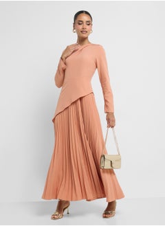 Khizana Pleated Dress With Asymmertic Waistline  - Image 4