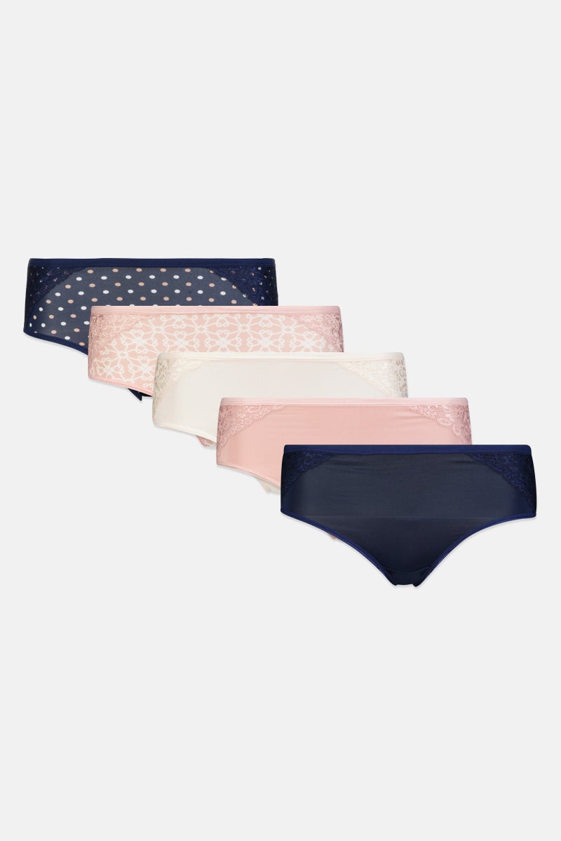 Kathy Ireland Women 5 Pieces Allover Print Panties, Multicolor  - Image 1