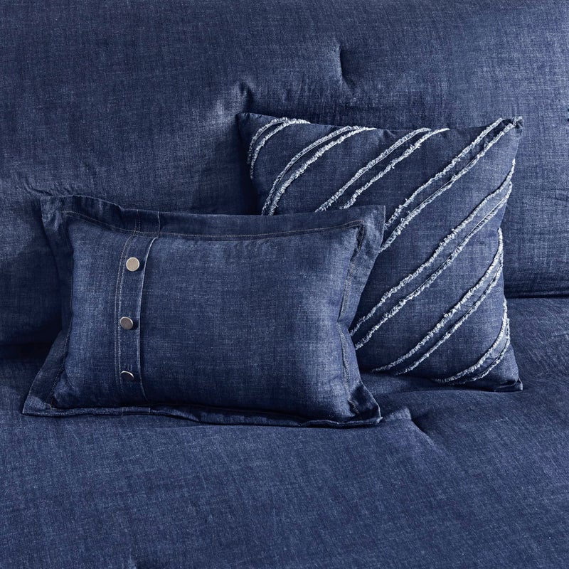 Woolrich John Rich & Bros. Woolrich Rustic Lodge Cabin Comforter Set - All Season Down Alternative Warm Bedding Layer and Matching Shams, Oversized Queen, Perry, Denim Blue - Image 5