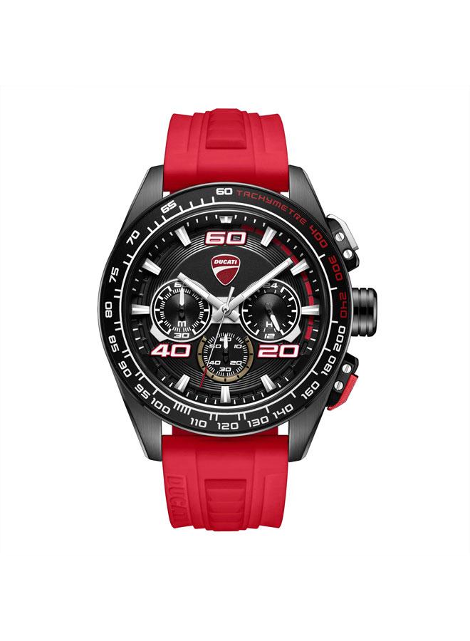Ducati DT011 Black Dial Red Silicone Strap Chronograph Watch for Men - 44mm - Image 1