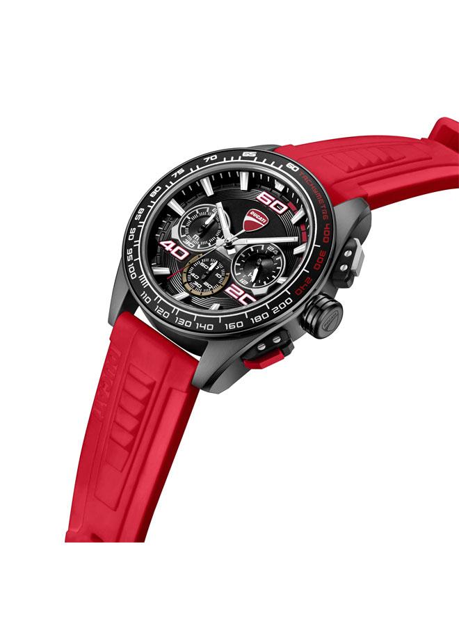 Ducati DT011 Black Dial Red Silicone Strap Chronograph Watch for Men - 44mm - Image 2