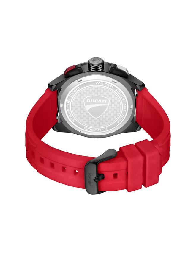 Ducati DT011 Black Dial Red Silicone Strap Chronograph Watch for Men - 44mm - Image 3