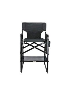 Generic Large Size Portable Aluminum Lightweight Makeup Chair  Directors Chair Foldable Side Tray Black  - Image 2