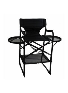 Generic Large Size Portable Aluminum Lightweight Makeup Chair  Directors Chair Foldable Side Tray Black  - Image 1