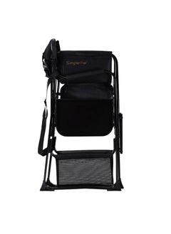 Generic Large Size Portable Aluminum Lightweight Makeup Chair  Directors Chair Foldable Side Tray Black  - Image 3