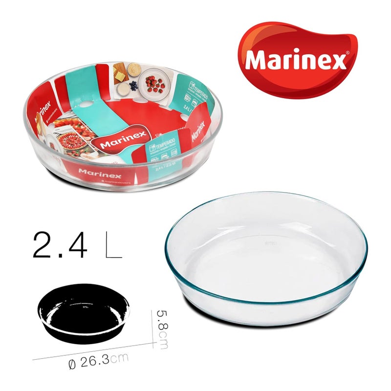 Marinex Round Glass Roaster 2.4L – Durable Heat-Resistant Bakeware Dish - Clear - Image 4