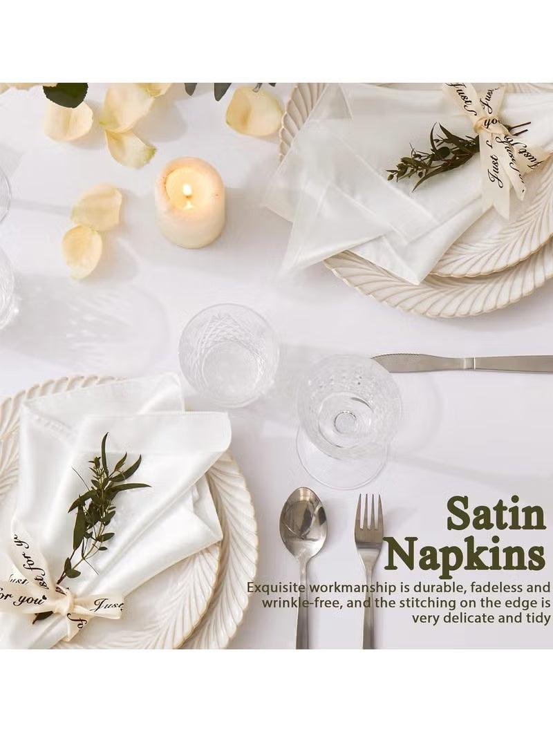 20pcs Satin Napkins - Square Table Napkins - 17*17" Soft napkins Elegant silk napkins, placemats, soft and smooth fabric Washable napkins Suitable for parties, weddings, dinners, high-end hotels (white） - Image 5