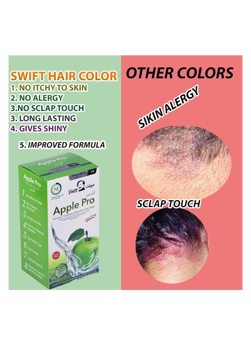 Swift Swift  Apple  Pro Ammonia free Hair Color Natural Black 500mlx  - Image 3