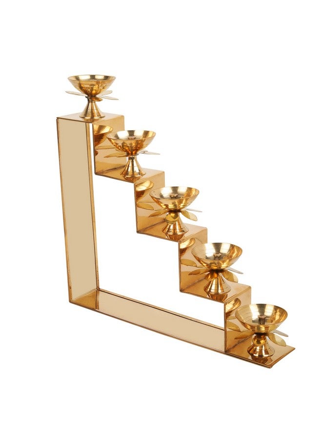 ServDharm 5 Steps Decorative Brass Diya for Puja & Gifting - Image 3