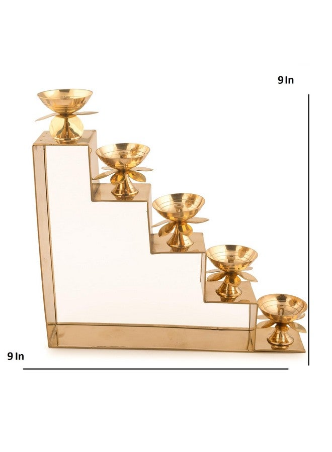 ServDharm 5 Steps Decorative Brass Diya for Puja & Gifting - Image 5