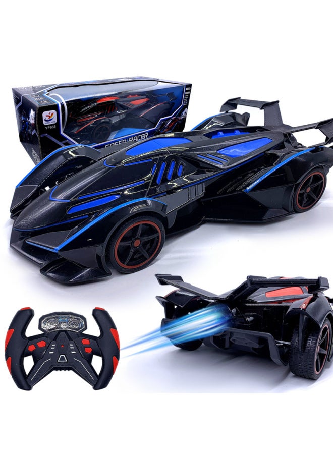 Loquat Large Toy Remote Control Car Spray Light Boy Rechargeable Car Toy Kids Racing Car Drift Sports Car Hot Sale-Color:V12/black And Red With Spray And Light-Scale:2 Sets Of Batteries - Image 4