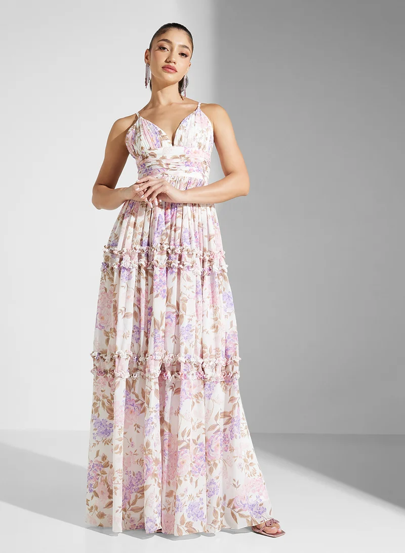 Frock and Frill Floral Ruffled Maxi Dress
