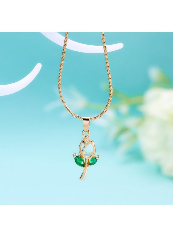 Generic - Direct New Elegant Tulip Necklace European And American Fashion Temperament Women's Flower Diamond Clavicle Chain - Image 1