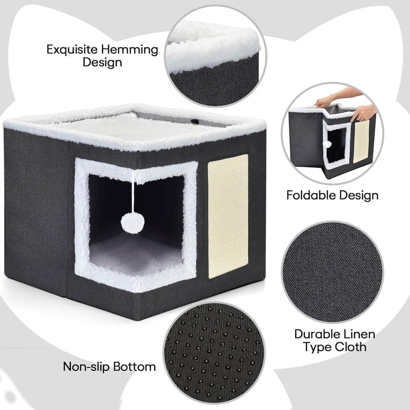 Glaceon Fluffy cat Bed, Round, Soft Plush, cave with Hood, cat Bed, for The Winter, Warm, Sleeping Pillow, Non-Slip, Machine Washable, for Cats and Puppies|| Large Size|| (GL-03) - Image 3