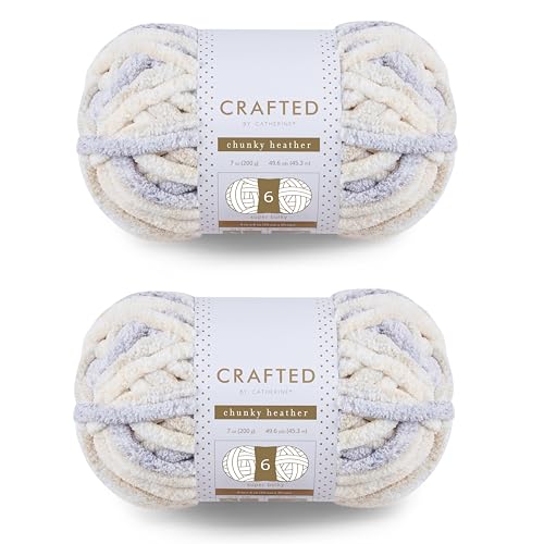 Crafted by Catherine Chunky Heather Multi Yarn - 2 Pack (49 Yards Each Skein), Neutral Multi, Gauge 6 Super Bulky - Image 1