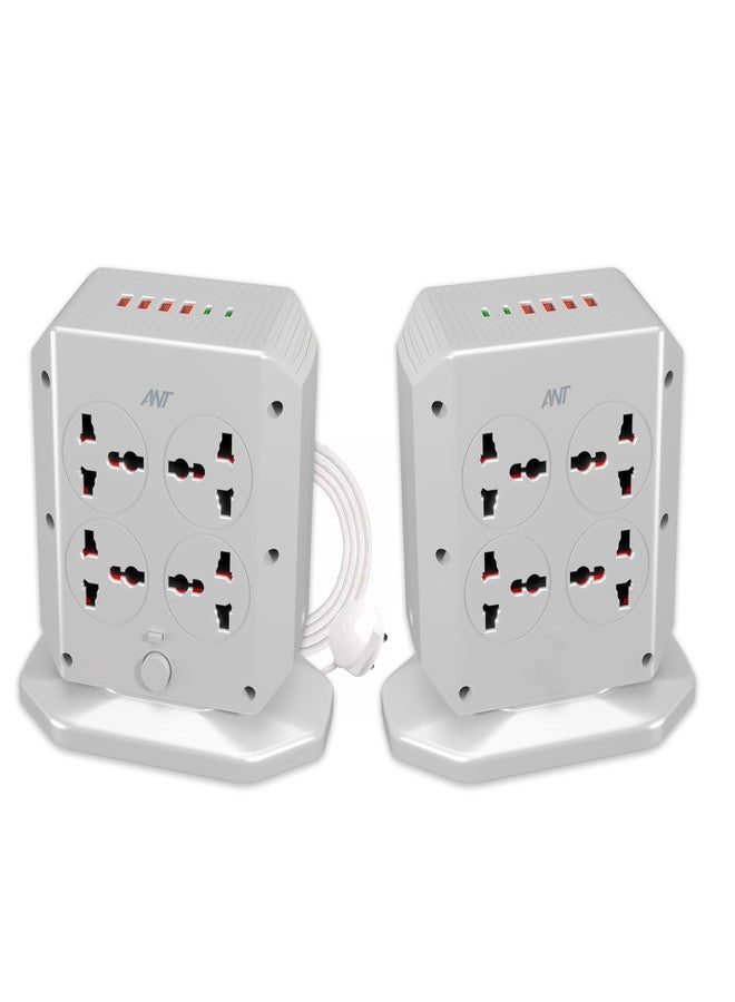 Ant ELECTRAPOLE Tower Power Strip Extension Board 8 Universal Sockets 4USB & 2 Type-C Ports 2500W 10A Surge Protector Multi Plug Charging Station Vertical Power Strip for Home Office Desk Gaming Setup - Image 1
