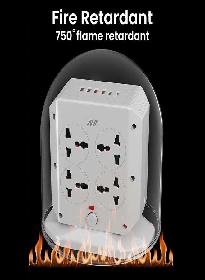 Ant ELECTRAPOLE Tower Power Strip Extension Board 8 Universal Sockets 4USB & 2 Type-C Ports 2500W 10A Surge Protector Multi Plug Charging Station Vertical Power Strip for Home Office Desk Gaming Setup - Image 4