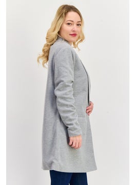 VERO MODA Women Regular Fit Heather Long Blazer, Grey  - Image 2
